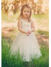 Ivory Lace Tulle Ankle Length Vintage Flower Girl Dress